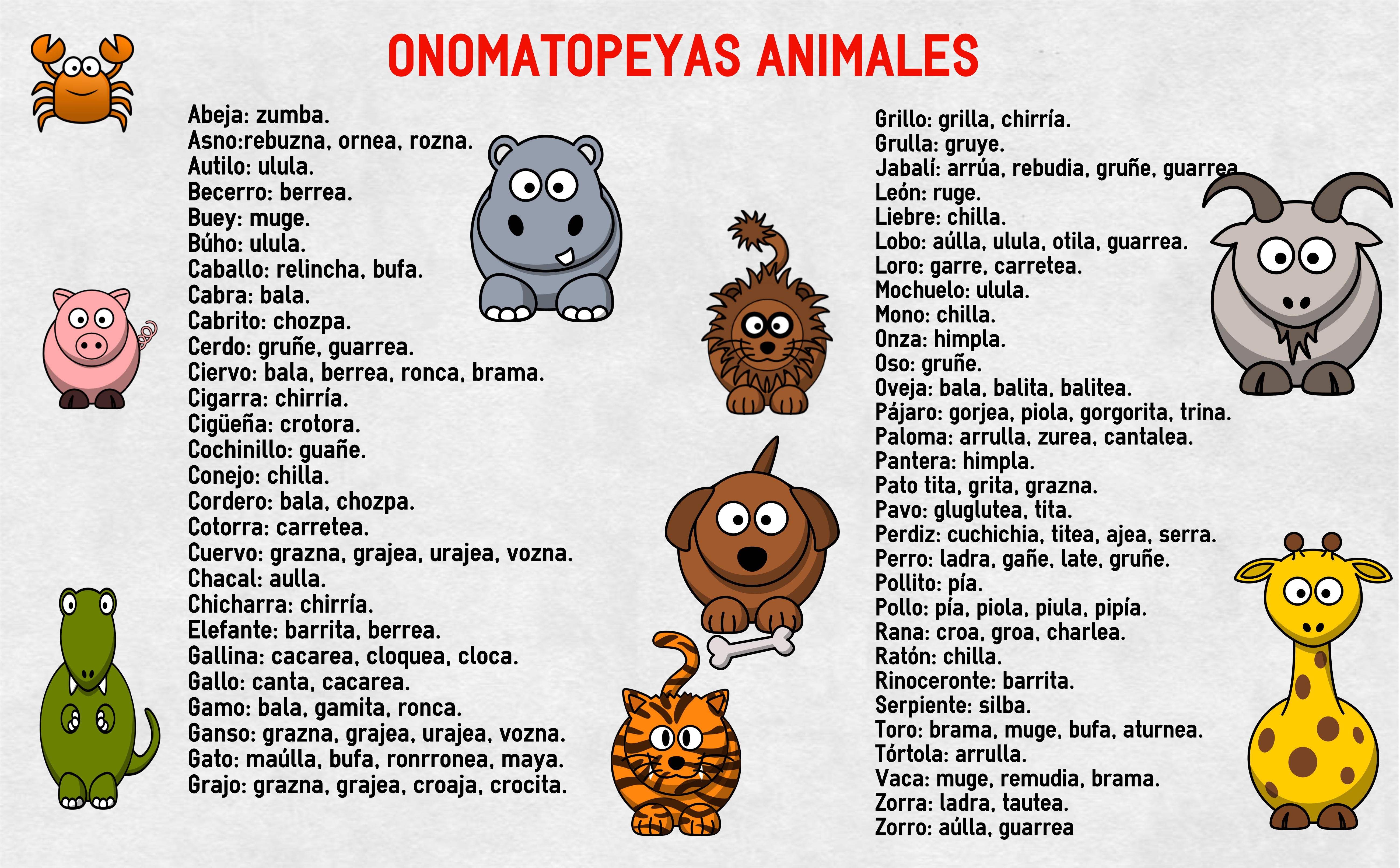 Onomatopeyas Animales Su Nombre Orientacion Andujar