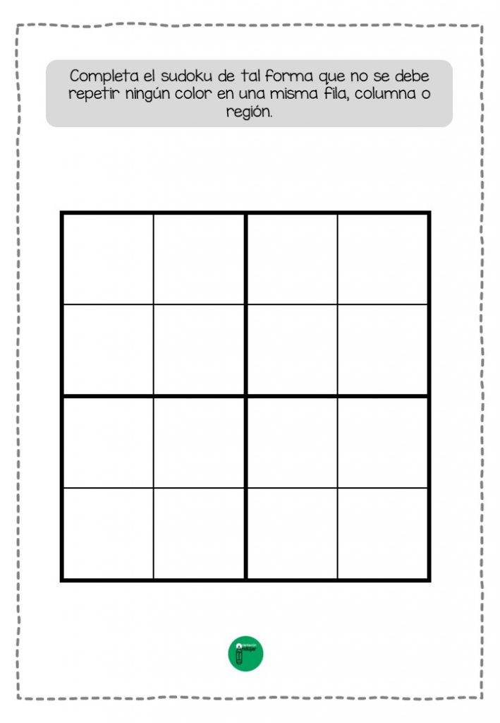 Divertidos sudokus de colores para adultos y niños plantilla