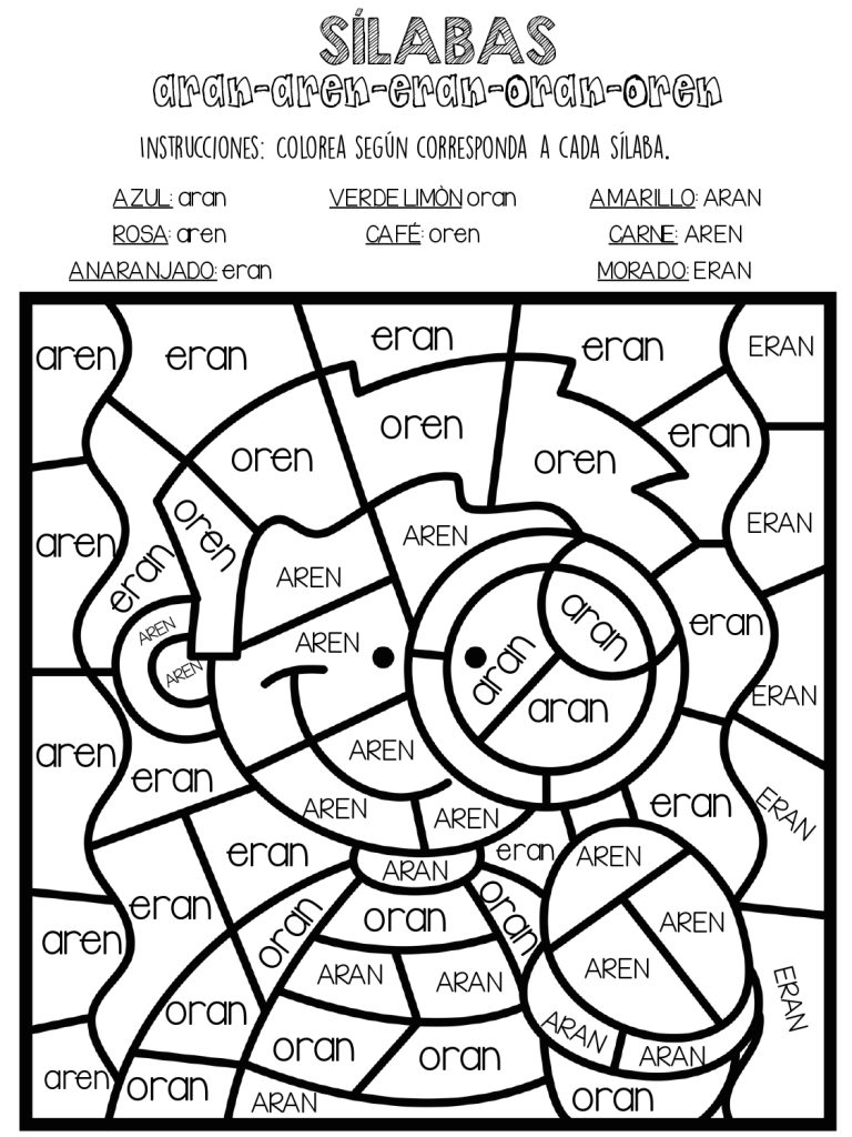 Cuaderno molón para colorear sílabas sílabas y trabadas