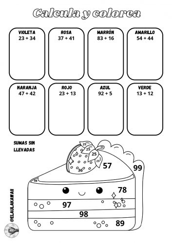 Para Primer Ciclo Calcula Y Colorea