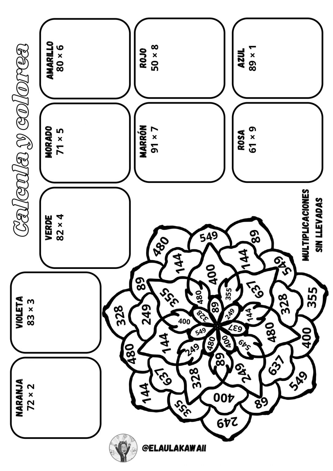 Para Primer Ciclo Calcula Y Colorea