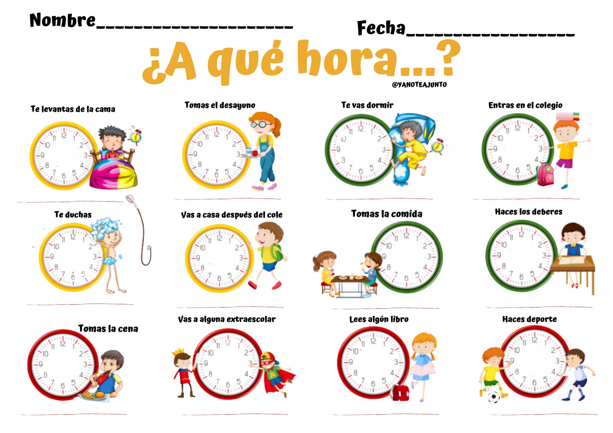 Fantástico cuaderno para trabajar las horas en primaria