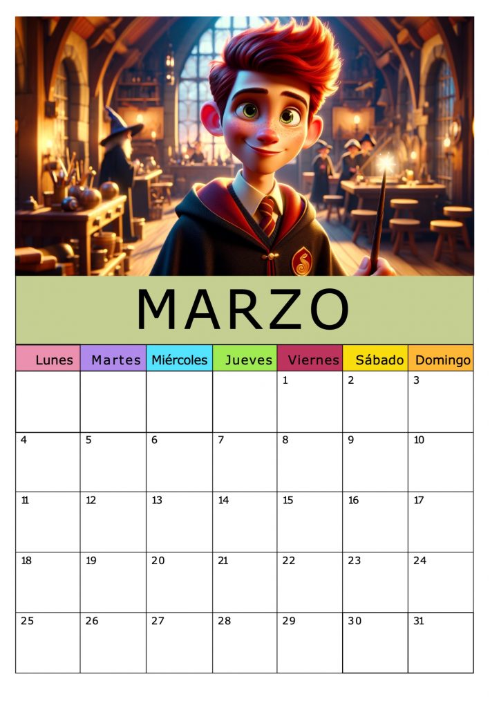 Calendario Anotaciones Harry Potter Para Tu Clase