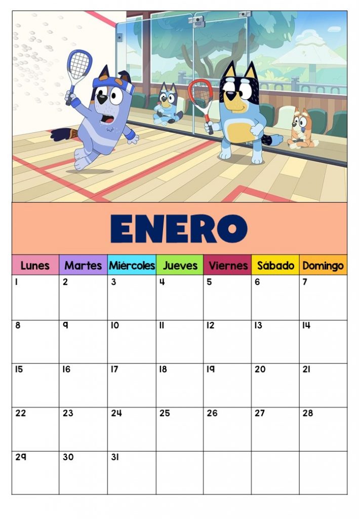 BONITO CALENDARIO PARA ANOTACIONES FAMILIA BLUEY NUEVO MODELO