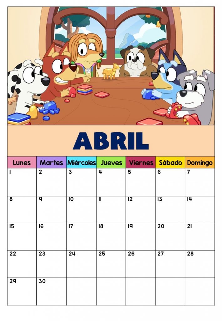 BONITO CALENDARIO PARA ANOTACIONES FAMILIA BLUEY NUEVO MODELO